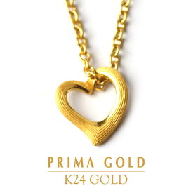 純金 オープンハート ペンダント 幅11mm Silver925チェーン付き 女性 レディース ゴールド 誕生日 記念日 贈り物 K24 24金 ジュエリー アクセサリー ブランド PRIMAGOLD プリマゴールド 送料無料（即日お届け）