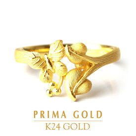 24K 純金 蝶と木の葉 リング 指輪 24金 K24 ゴールド バタフライ リーフ レディース プレゼント 贈り物 女性 PRIMAGOLD プリマゴールド ジュエリー アクセサリー ブランド 送料無料