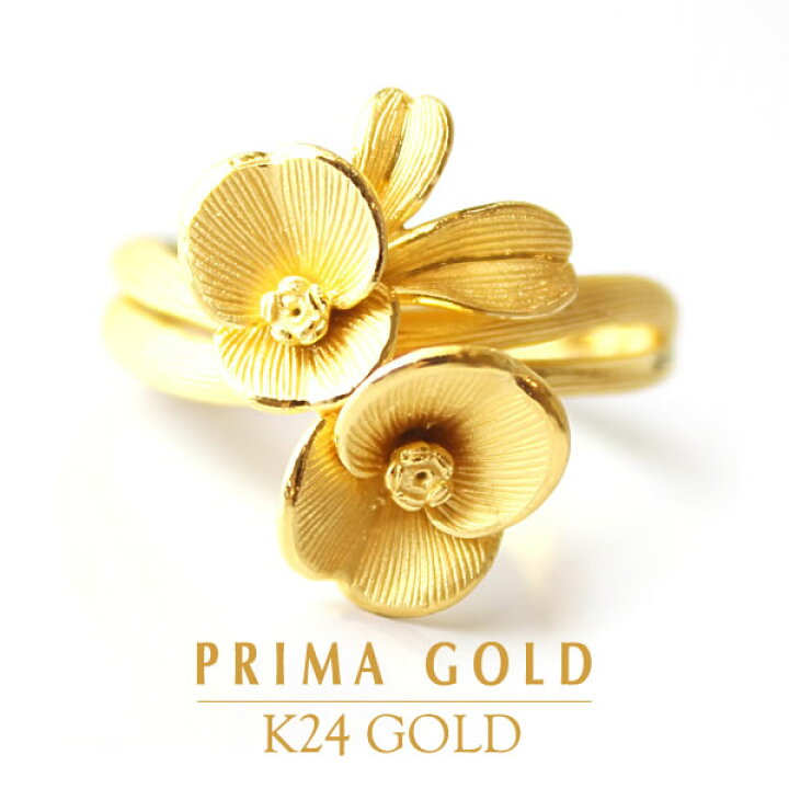 楽天市場】24K 純金 フラワー リング 指輪 24金 K24 ゴールド 花 