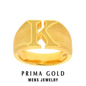 純金 24K アルファベット イニシャル K 印台リング 指輪 メンズ 男性 イエローゴールド プレゼント 誕生日 記念日 贈物 24金 ジュエリー アクセサリー ブランド プリマゴールド PRIMAGOLD K24 送料無料