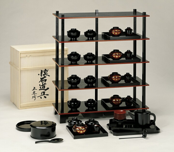 楽天市場】【茶道具】懐石道具一式（5客）木製（本漆塗）木箱入中村  