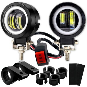 PIENSE �t�H�O�����v �o�C�N LED �ėp �C�J�����O 20W �ی^ �h�� IP65 12V/24V 2�� �X�C�b�`/�X�e�[�t��