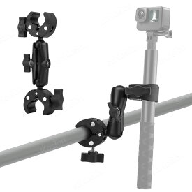 ルボナリエ GoPro対応 クランプ式 マジックアーム 6インチ ダブルクランプ マウント 360度回転 多関節アーム 自転車 バイク