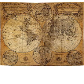 世界地図 ポスター アンティーク マップ ヴィンテージ 壁飾り 布製 ワールドマップ 古地図 (150cm100cm)