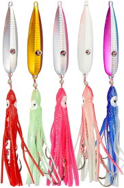 UB-Lab. 釣り タコ ベイト ＆ インチク タイラバ 鮭 エビ イワシ ヒラメ タラ イカ メバル 色 ミックス フック 付 5 本 セット
