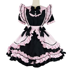 [COZENTA] メイド服 ウェイトレス コスプレ ゴスロリ 半袖 可愛い ピンク ブラック ハロウィン 仮装