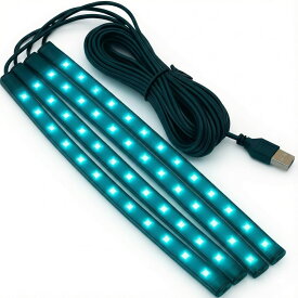 S-NET LED フロア ライト テープ ランプ 足元 ドレスアップ 車 車載 おしゃれ ブルー イルミネーション USB 電源 取付 SN-383-FL