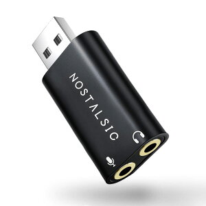 NOSTALSIC USB �I�[�f�B�I �ϊ��A�_�v�^ USB2.0 to 3.5mm �O�t�� �T�E���h�J�[�h DAC���� 24bit/96KHz�Ή� ���}���^�C�v 3��(TRS)��p �C���z�� PS4 ���K�p Windows/Mac OS/PS4/PS5