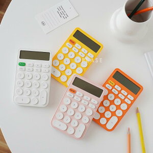 文房具 事務用品 カラフル かわいい おしゃれ オレンジ 黄色 ピンク 白 計算機 12桁