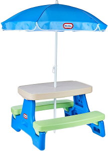 Little Tikes�ЎP�t���s�N�j�b�N�e�[�u��-�u���[/�O���[�� Little Tikes Easy Store Jr. Picnic Table with Umbrella - Blue / Green(���s�A���i)