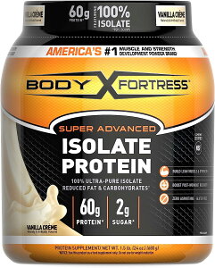 Body Fortress Super Advanced 100% Protein Isolate, Vanilla Creme, 1.33 Pounds by Body Fortress Body Fortress Super Advanced Isolate Protein Powder, Gluten Free, Vanilla Creme Flavored, 1.5 Lb
