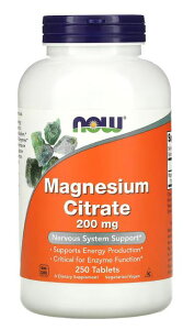 NOW Foods NG_}OlVE 1}OlVEiNG_}OlVERj200 mgz 250 TvgNOW Supplements, Magnesium Citrate 200 mg Enzyme Function Nervous System Support 250 Tablets