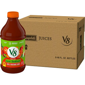 u6{ZbgvV8 IWi XpCV[zbg؃W[X100% 1304ml×6{ V8 Low Sodium Spicy Hot 100% Vegetable Juice, Vegetable Blend Juice with Tomato Juice and Spices, 46 FL OZ Bottle (Pack of 6)