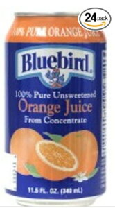 u24{ZbgvBluebird IWW[X100%W[X340ml×24{ Bluebird 100 % Unsweetened Orange Juice, 11.5-Ounce Cans (Pack of 24)