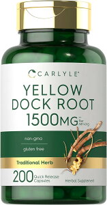 Carlyle�� �C�G���[�h�b�N���̃G�L�X�T�v�������g1��������500mg�z��200���� �T�v�������g Yellow Dock Root Capsules 1500mg | 200 Count | Non-GMO, Gluten Free | High Potency Formula Traditional Herb