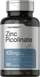 Horbaach 1 sR_ 50mg z180JvZ Tvg sR_ NHi Zinc Picolinate sR_  Zinc Picolinate 100mg | 180 Capsules | High Potency | Non-GMO, Gluten Free | Zinc 