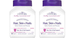 �u������2�{�Z�b�g�v21st Century�@�A�h�o���X�t�H�[�~�����@���@���@�܁@�^�u���b�g50�� ×2�{ 21st Century Hair, Skin and Nails Advanced Formula Caplets, 50 Count �T�v�������g