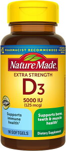 Nature Made�Ё@D3�@�G�L�X�g���Z�k�@125mcg�@�\�t�g�W�F��90�� �T�v�������g