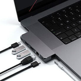 Satechi USB-C Proハブ ミニ 6-in-2 (スペースグレイ) USB4, USB-Aデータ, USB-Cデータ (MacBookPro Air M1 M2対応)