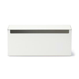 MUJI 無印良品 スチールタップ収納箱 フラップ式 ホワイトグレー 幅32×奥行10×高さ14cm 44596654
