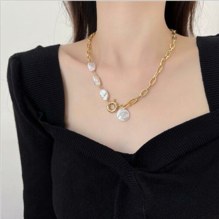 楽天市場 ネックレス チェーン パール 流行りの おしゃれ 可愛い チェーンネックレス レディース アクセサリー ゆうパケット 送料無料 ハンドメイド雑貨と子供服dimanche