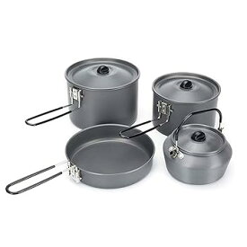 【中古】キャンプ鍋 キャンプ用調理器具鍋と鍋セットメッセキットバックパッキング調理器具クックセットアウトドアアウトアウト3-4人のためのハイキング
