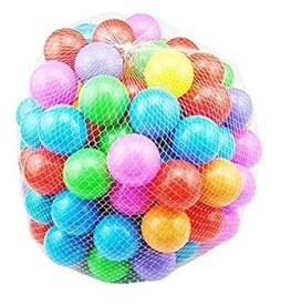 【中古】UniqueMall カラーボール おもちゃボール 7色　約100個 直径5.5cm やわらかポリエチレン製 収納ネットセットプールボールハウス用 7色