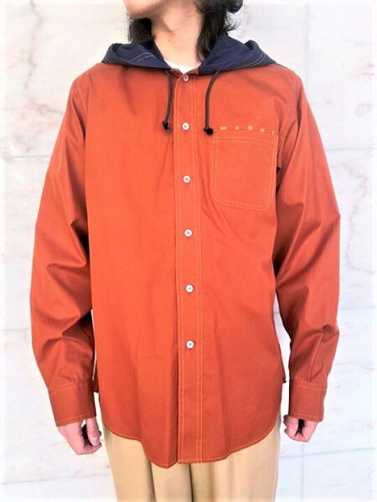 楽天市場】MARNI（マルニ）【HOODED COTTON OVERSHIRT】フード付きロゴ 