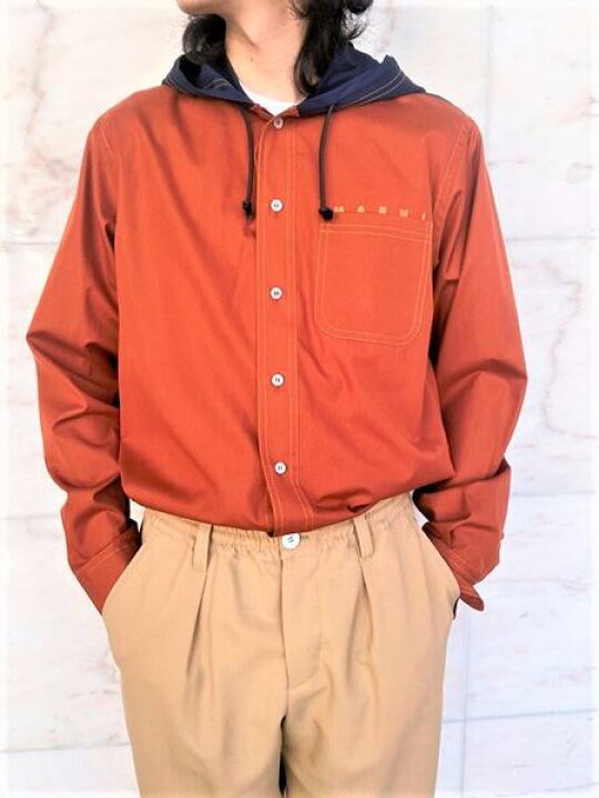 楽天市場】MARNI（マルニ）【HOODED COTTON OVERSHIRT】フード付きロゴ 