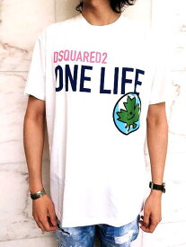 DSQUARED2（ディースクエアード）ONE LIFE ONE PLANET【SMILEY PARTIALLY RECYCLED COTTON COOL T-SHIRT】”COOL FIT”ショートスリーブティーシャツ☆WHITE☆