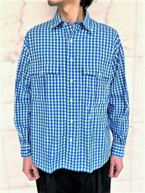 PORTER CLASSIC（ポータークラシック）【ROLL UP GINGHAM CHECK SHIRT】ROLL UP SHIRT☆BLUE★