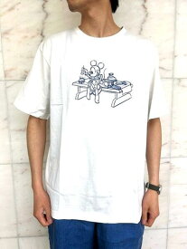 PORTER CLASSIC（ポータークラシック）DISNEY MICKEY MOUSE【PORTER CLASSIC OHARIKO COLLECTION T-SHIRT】ディズニーミッキーマウスポータークラシックお針子コレクション ティーシャツ☆WHITE☆