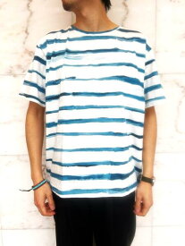 PORTER CLASSIC（ポータークラシック）【ARTIST BORDER T-SHIRT】アーティストボーダーティーシャツ☆TURQOUISE★