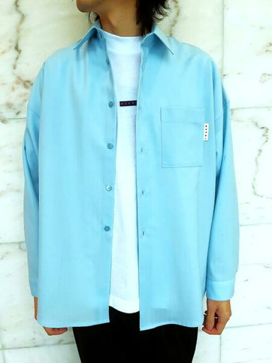 楽天市場】MARNI（マルニ）【LIGHT BLUE TROPICAL WOOL SHIRT】ブルー 