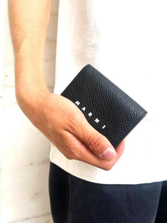 楽天市場】MARNI（マルニ）【BLACK LEATHER TRIFOLD WALLET】ブラック 