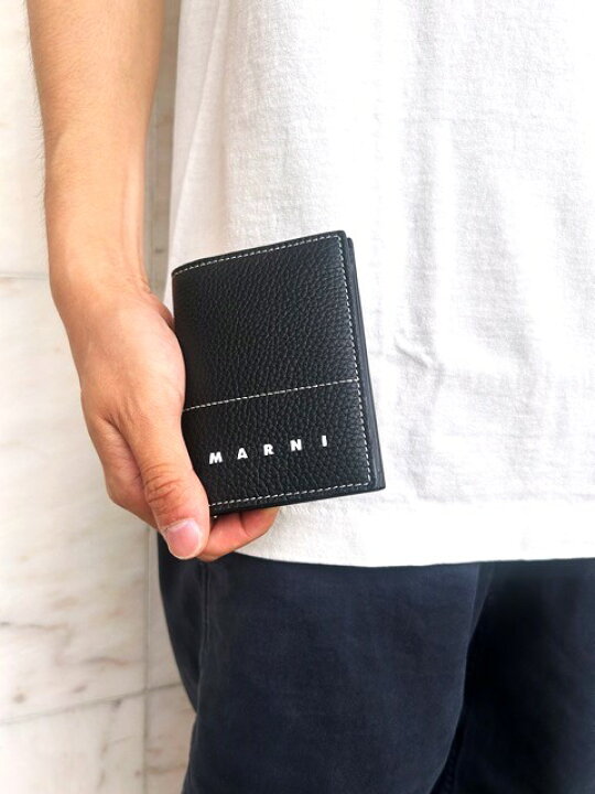 楽天市場】MARNI（マルニ）【BLACK LEATHER BIFOLD CARD CASE 