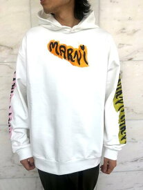 MARNI（マルニ）【WHITE BIO COTTON HOODIE WITH GRAFFITI PRINTS】ホワイト グラフィティプリント オーガニックコットン フーディー☆WHITE☆