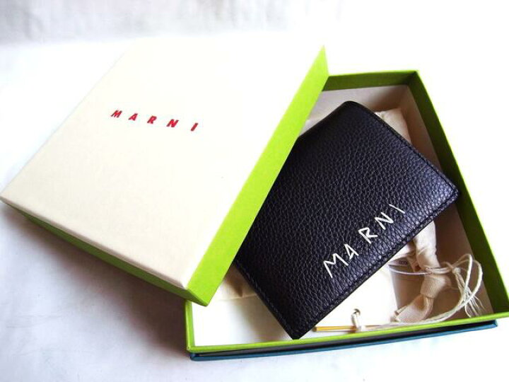 楽天市場】MARNI（マルニ）【BLACK LEATHER BIFOLD WALLET WITH MARNI 