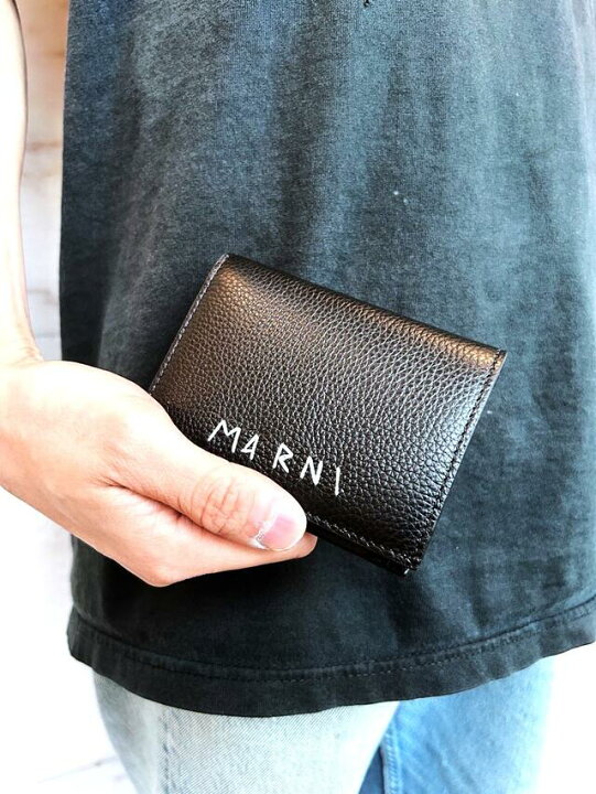 楽天市場】MARNI（マルニ）【BLACK LEATHER BIFOLD WALLET WITH MARNI 