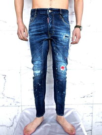 DSQUARED2（ディースクエアード）【TIDY BIKER JEAN】"STRETCH DENIM""DARK NEON SPLASH WASH"”タイトシルエット”ストレッチデニムバイカーJeans★