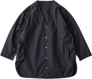 PORTER CLASSIC�i�|�[�^�[�N���V�b�N�j�yMOLESKIN NO COLLAR SHIRT JACKET�z���[���X�L�� �m�[�J���[ �V���c �W���P�b�g��BLACK��