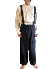adidas Y-3（ワイ−スリー）【Y-3 U CRINKLE VISCOSE SUSPENDER PANTS】”Y-3”ユニセックス クリンクル ビスコース サスペンダー パンツ★NIGHT GREY/BLACK★