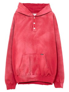 KAMIYA�i�J�~���j�yDistressed Henry Neck Hoodie�z�f�B�X�g���X�h�w�����[�l�b�N�t�[�f�B�[��ORANGE��