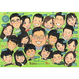 部活やサークル、ゼミから卒業する先生や先輩へ記念品として贈る似顔絵 mariko 卒業 卒部 卒団 引退 退団 スポーツ少年団 部活 サークル 入園 卒園 入学 小学校 中学校 高校 大学 専門学校 ゼミ クラス
