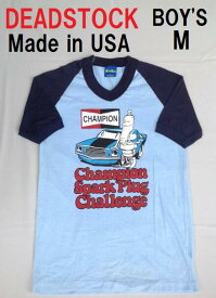 CHAMPION SPARK PLUG Tee ビンテージ ヴィンテージ VINTAGE デッドストック DEADSTOCK アメリカ USA Tシャツ Vネック スポーツTシャツ プリント 70's 80's 70年代 80年代 アメリカ古着 未使用品 レディース ボーイズ 小さいサイズ