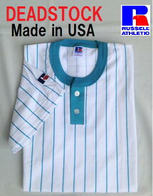 ビンテージ ヴィンテージ デッドストック USA アメリカ Tシャツ ヘンリーネック ベースボール スポーツ RUSSELL ラッセル ストライプ ボーダー