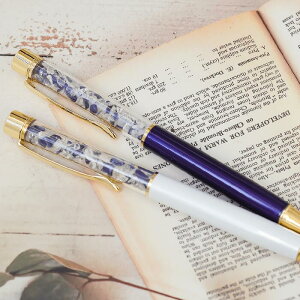 送料無料選べる天然石ボールペン__数量限定贈り物にハーバリウムボールペン♪プレゼントに_2200円_ラピスラズリとさざれ石(水晶)を入れました_ネイビーorホワイト_プチギフト_誕生日お祝