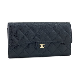 シャネル CHANEL 長財布 クラシック CLASSIC フラップ マトラッセ ココマーク キャビアスキン ブラック ゴールド金具 AP0241 Y01864 C3906