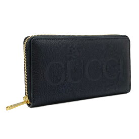 グッチ GUCCI 長財布 GUCCI ロゴ ジップアラウンドウォレット エンボス ロゴ レザー ブラック 黒 ゴールド レディース メンズ ユニセックス 658691 0E8IG 1000 新品