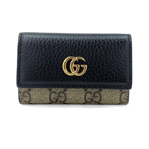 �y�V�i�z�O�b�` GUCCI �L�[�P�[�X 6�A �L�[�z���_�[ �_�u��G GG�X�v���[�� ���U�[ �u���b�N �x�[�W�� �G�{�j�[ 456118 17WAG 1283